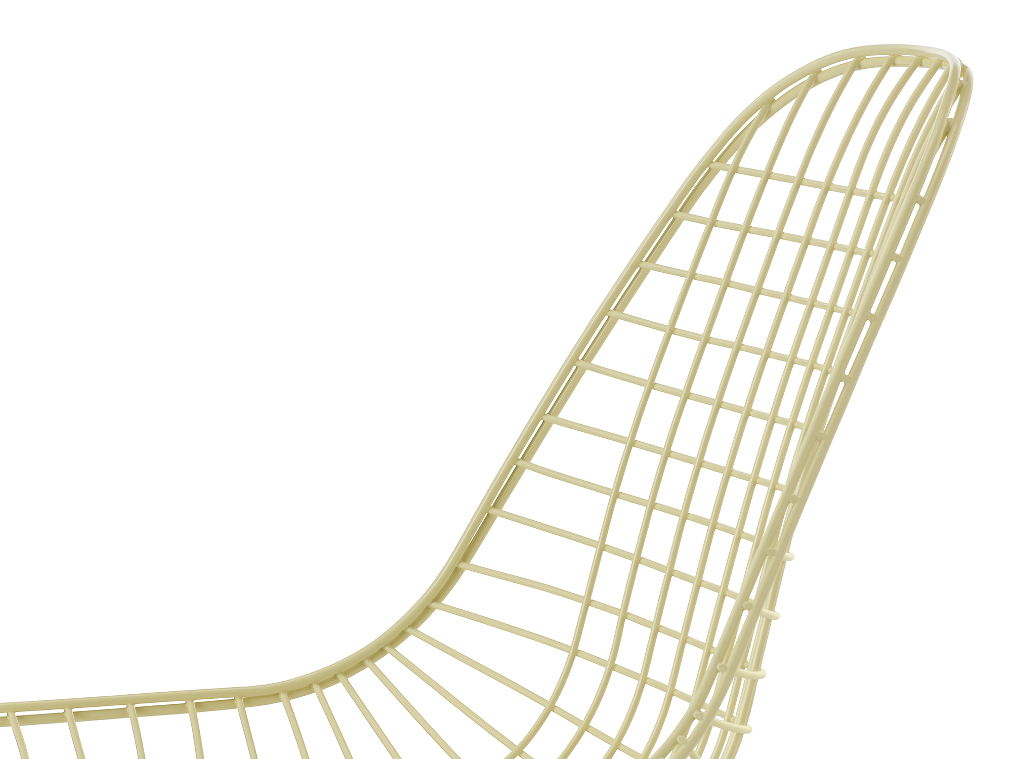 Powder yellow wire chair with wire detail view
